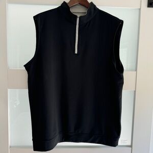 Peter Millar Galway Stretch Loop Terry Quarter-Zip Vest.  Black.  Men's size L.